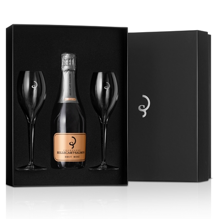 Billecart-Salmon Rosé Champagner 375 ml in Geschenkpackung mit zwei Gläsern
