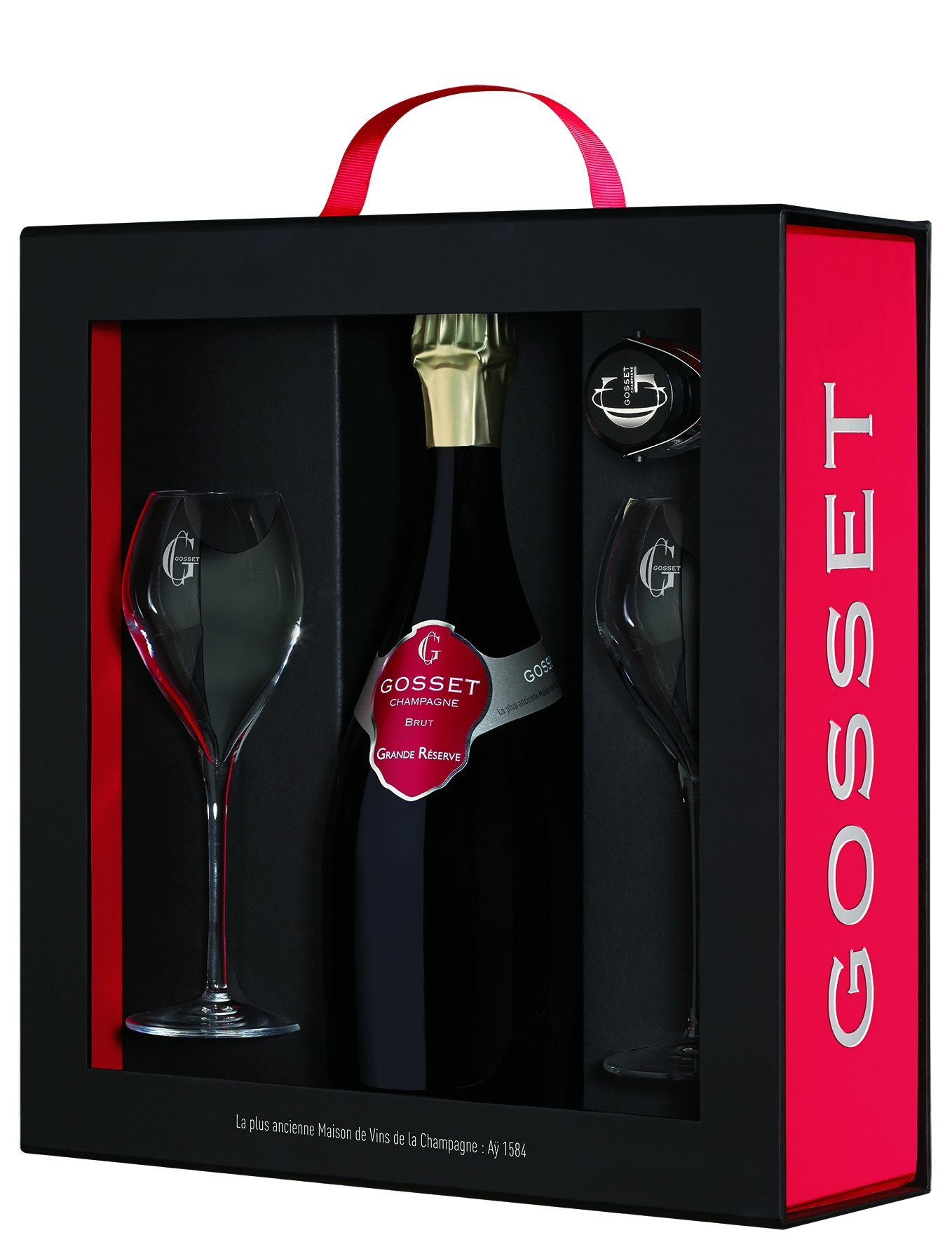 Gosset Champagner Geschenkverpackung mit zwei Gläsern & Flaschenverschluss 750 ml
