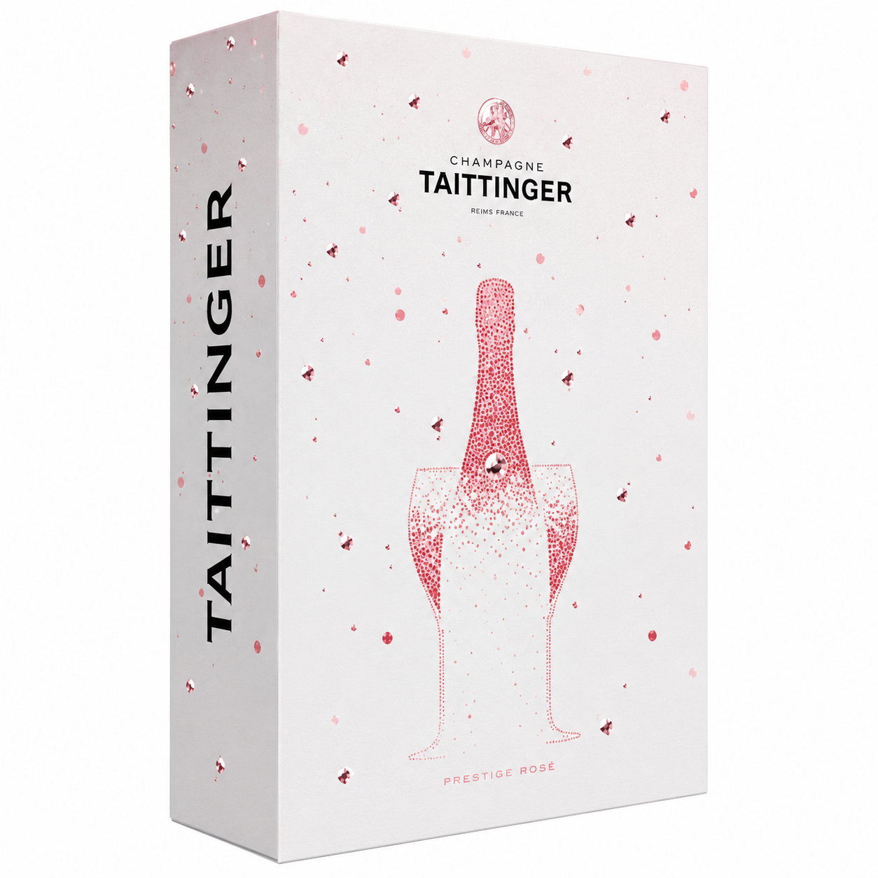 Taittinger Prestige Rosé 750 ml in Diamond Geschenkverpackung mit zwei Gläsern