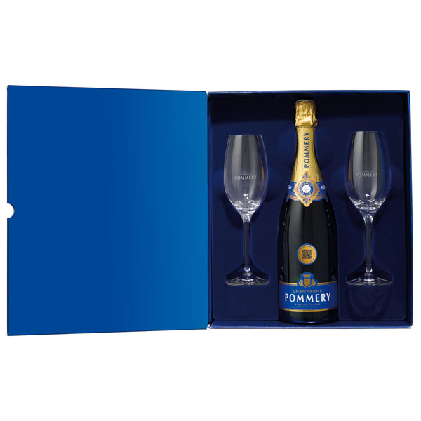 Pommery Brut Royal 750 ml Geschenkpackung mit zwei Gläsern