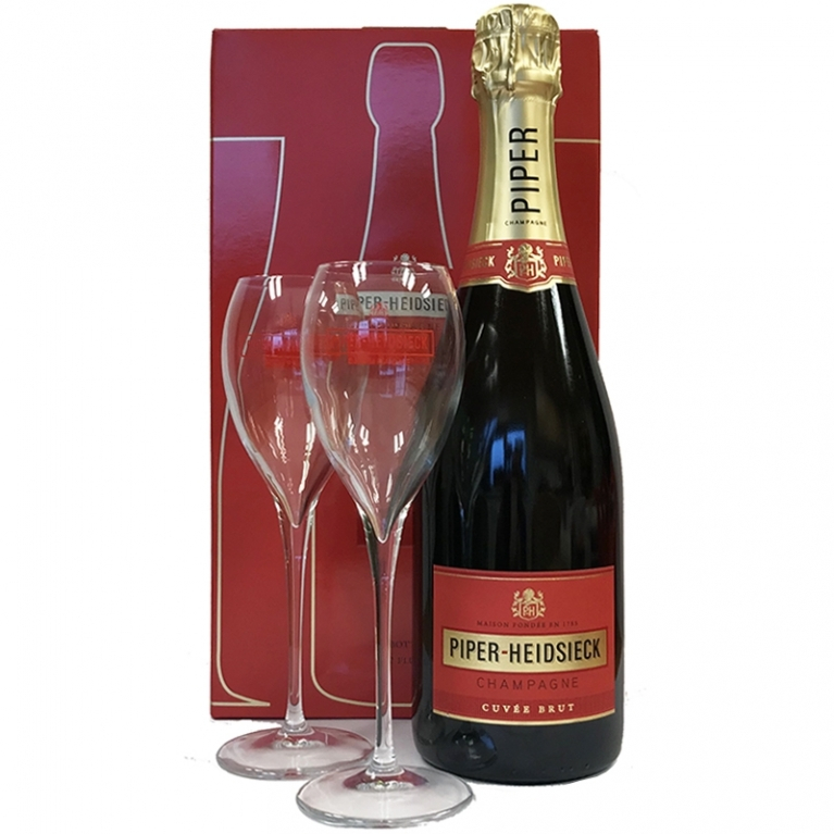 Piper-Heidsieck Brut in Geschenkverpackung 750 ml mit zwei Gläsern