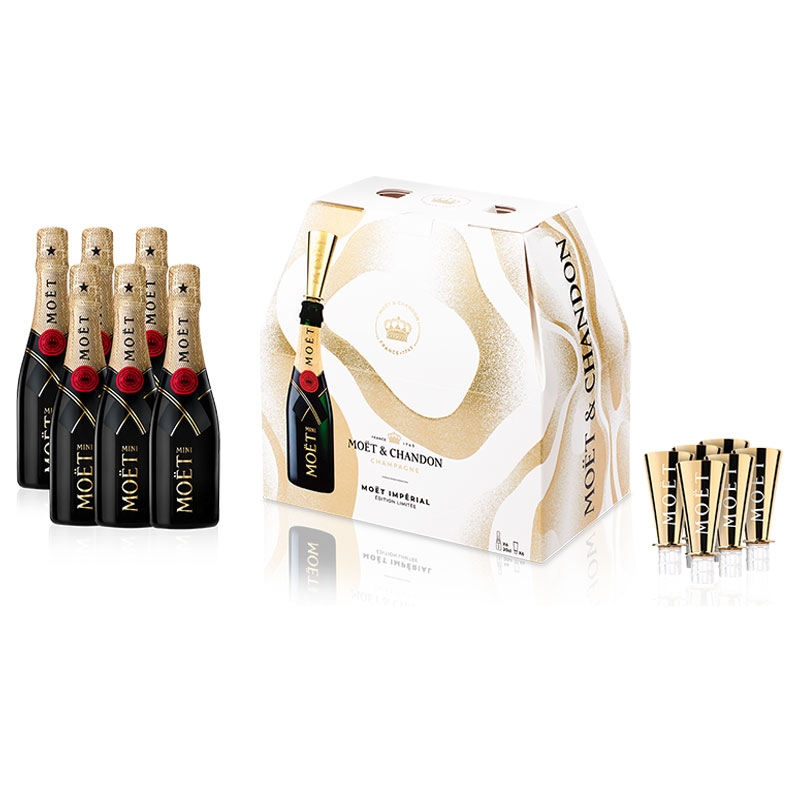 Moët & Chandon Brut Impérial 6 Mini Flaschen mit Trinkaufsatz